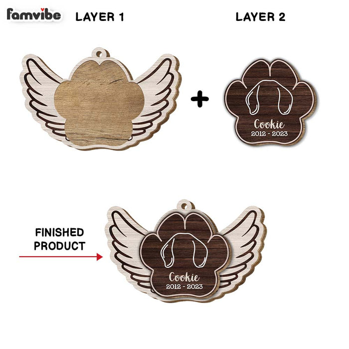Personalized Ear Line Dog Angel 2 Layered Wood Ornament 29462 1
