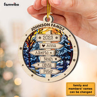 Personalized Gift For Family Christmas Name Post Sign 2 Layered Mix Ornament 29463 thumb 1