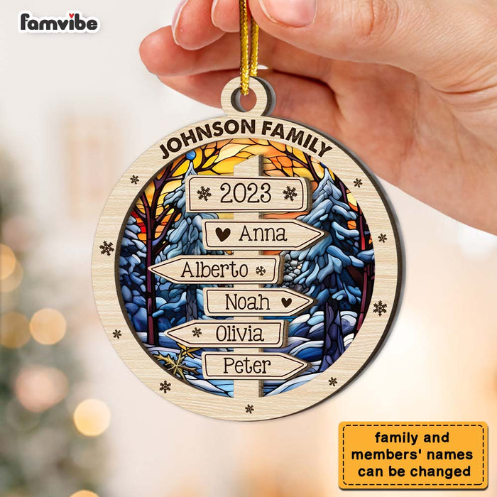 Personalized Gift For Family Christmas Name Post Sign 2 Layered Mix Ornament 29463 1
