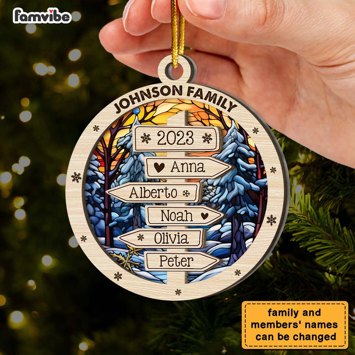 Personalized Gift For Family Christmas Name Post Sign 2 Layered Mix Ornament 29463 1