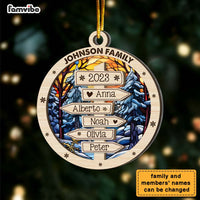 Personalized Gift For Family Christmas Name Post Sign 2 Layered Mix Ornament 29463 thumb 1