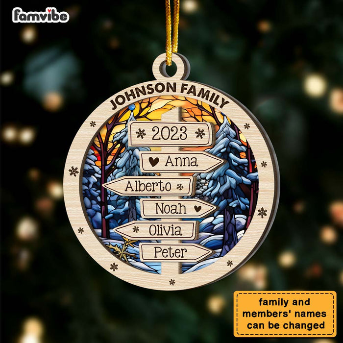 Personalized Gift For Family Christmas Name Post Sign 2 Layered Mix Ornament 29463 1
