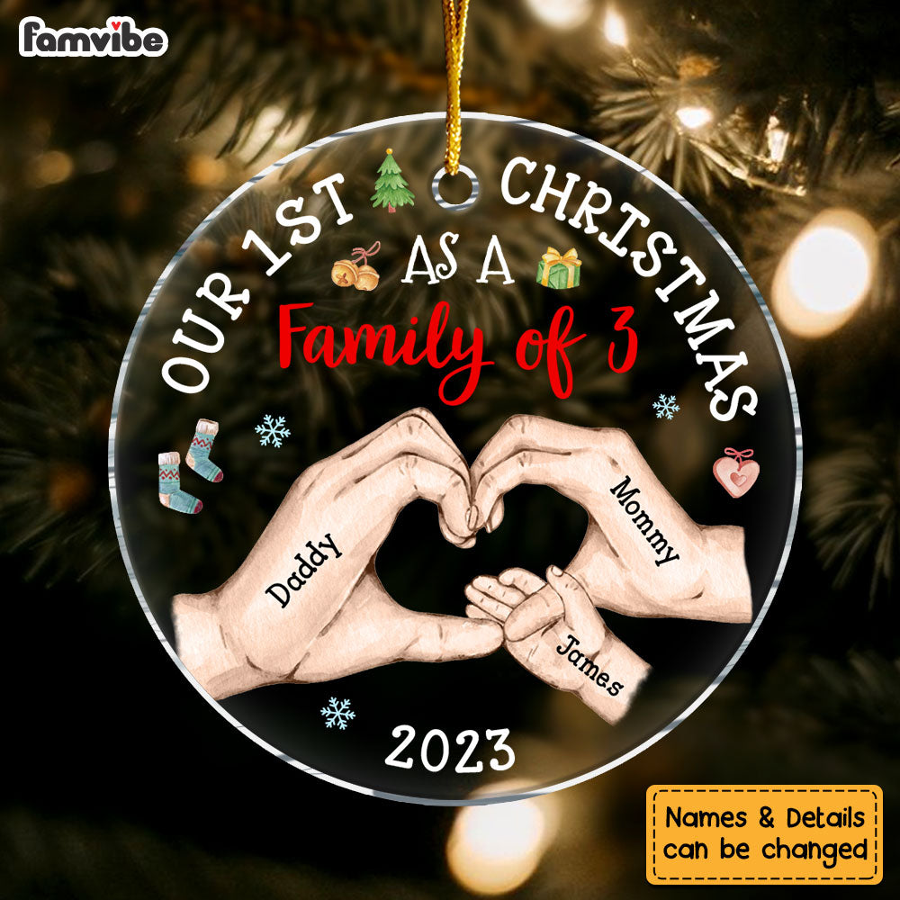 Personalized Baby's First Christmas As A Family Circle Ornament 29472 Primary Mockup