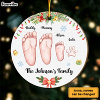 Personalized Family's Footprints Christmas Circle Ornament 29475 thumb 1