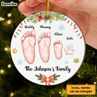 Personalized Family's Footprints Christmas Circle Ornament 29475 thumb 1