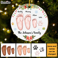 Personalized Family's Footprints Christmas Circle Ornament 29475 thumb 1