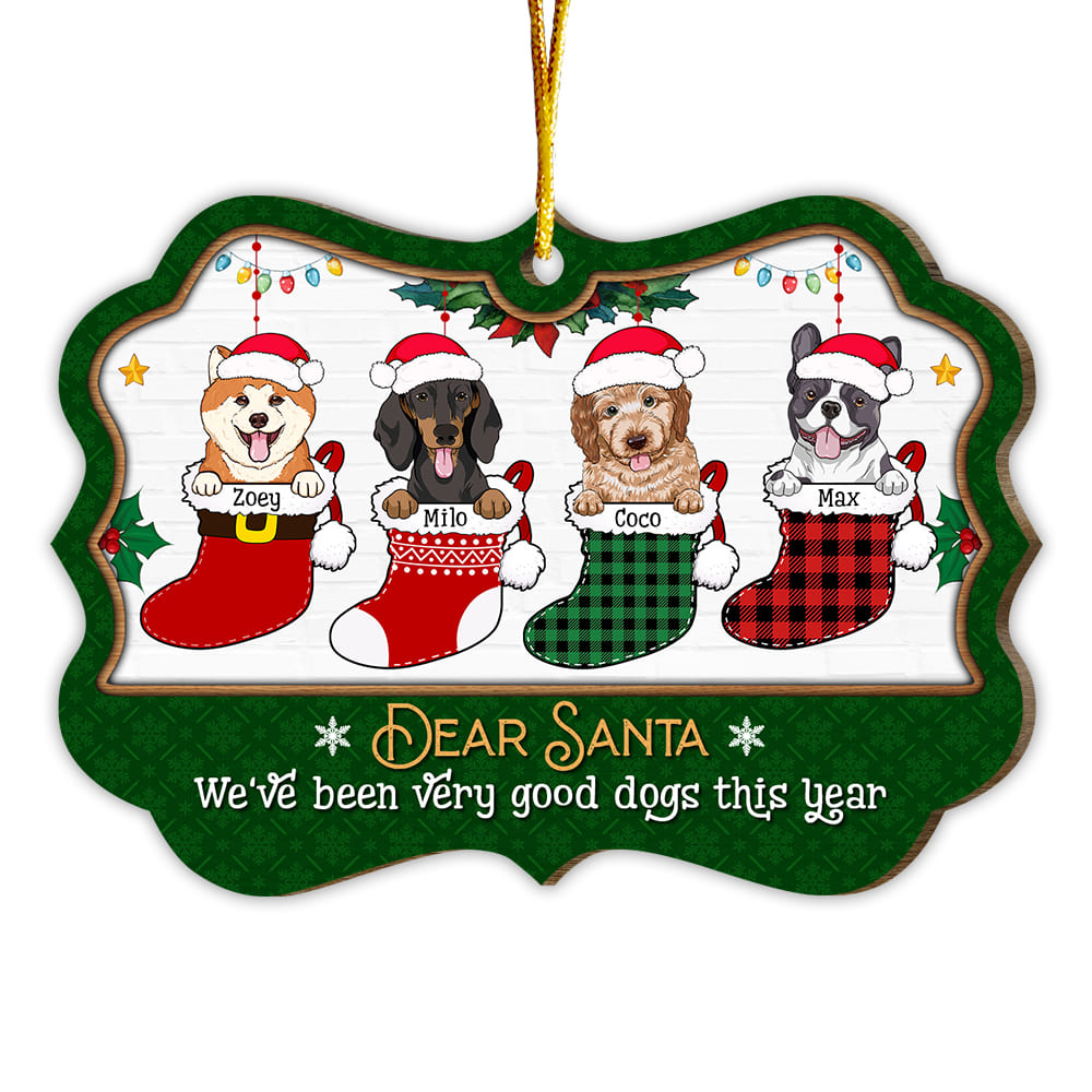 Personalized Christmas Gift Dogs In Stockings Good Dogs This Year Benelux Ornament 29476 Primary Mockup