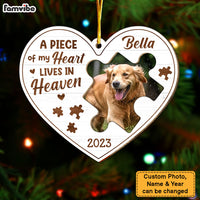 Personalized Memorial Gift Piece Of My Heart Lives In Heaven Dog Photo 2 Layered Wood Ornament 29487 thumb 1