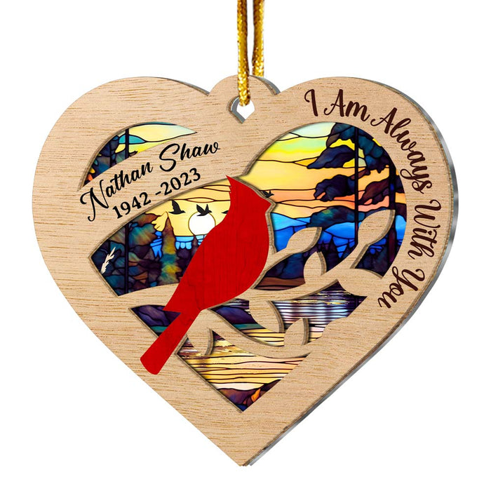 Personalized We Are Always With You Cardinal 2 Layered Mix Ornament 29488 1