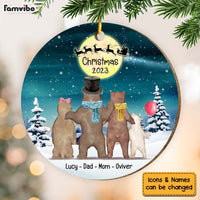Personalized Bear Family Watching Santa Christmas Circle Ornament 29491 thumb 1