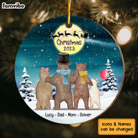 Personalized Bear Family Watching Santa Christmas Circle Ornament 29491 thumb 1