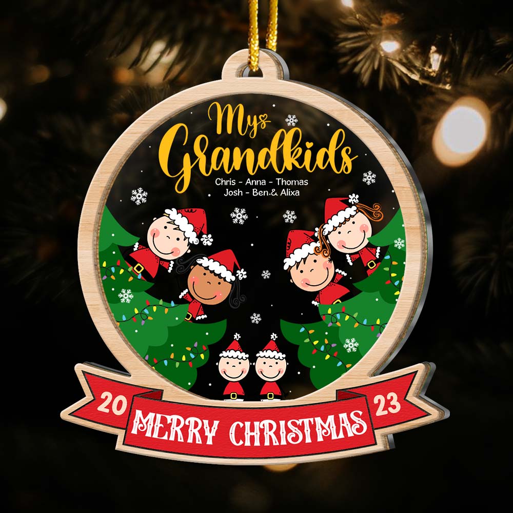 Personalized Gift For Grandma My Grandkids Christmas 2 Layered Mix Ornament 29492 Primary Mockup