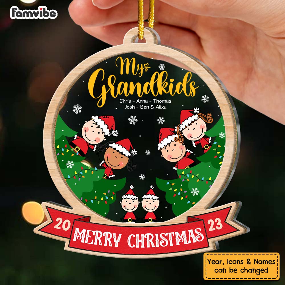 Personalized Gift For Grandma My Grandkids Christmas 2 Layered Mix Ornament 29492 Primary Mockup