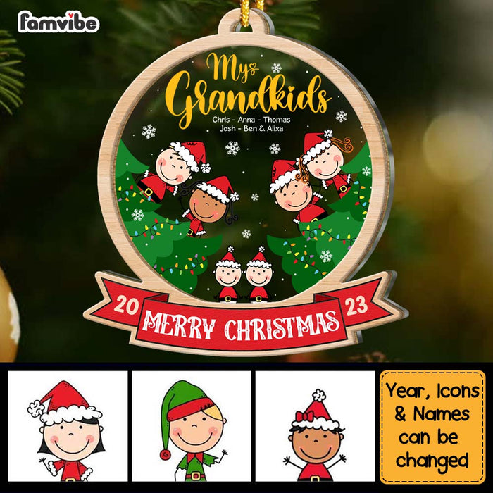 Personalized Gift For Grandma My Grandkids Christmas 2 Layered Mix Ornament 29492 1