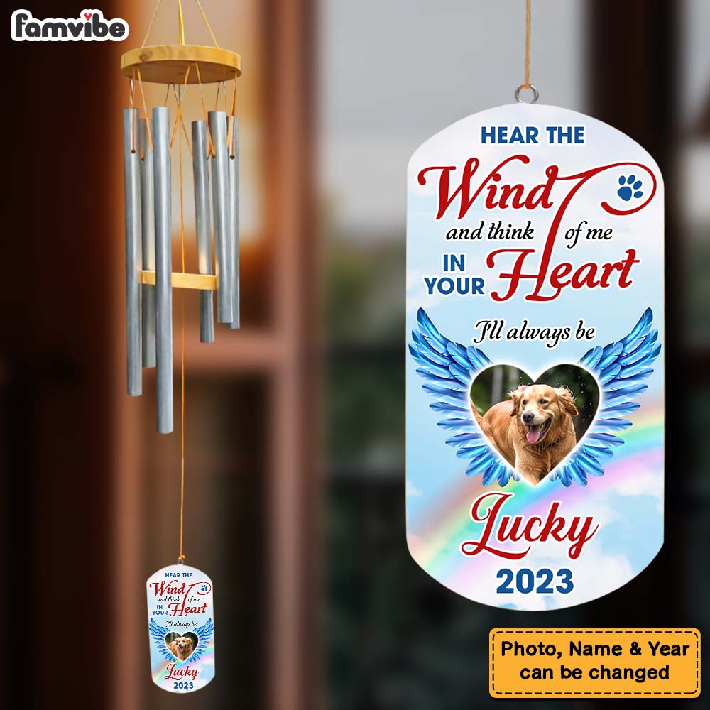 Personalized Memorial Gift Dog Upload Photo Hear The Wind Wind Chimes 29501 Primary Mockup