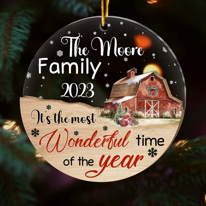 Personalized Wonderful Time Of The Year Family 2 Layered Mix Ornament 29505 1