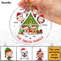 Personalized Family And Dogs Christmas Circle Ornament 29506 thumb 1