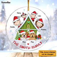 Personalized Family And Dogs Christmas Circle Ornament 29506 thumb 1