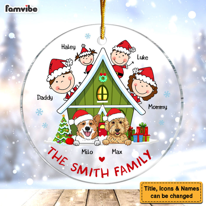 Personalized Family And Dogs Christmas Circle Ornament 29506 1