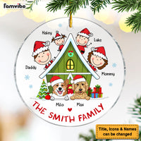 Personalized Family And Dogs Christmas Circle Ornament 29506 thumb 1
