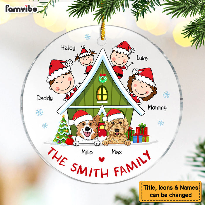 Personalized Family And Dogs Christmas Circle Ornament 29506 1