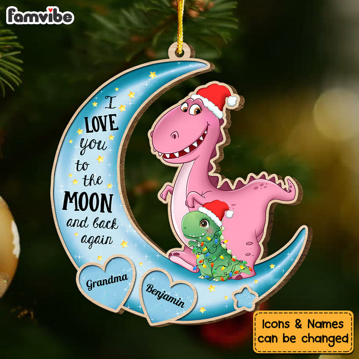 Personalized Gift For Grandson Dinosaur On The Moon Ornament 29509 1