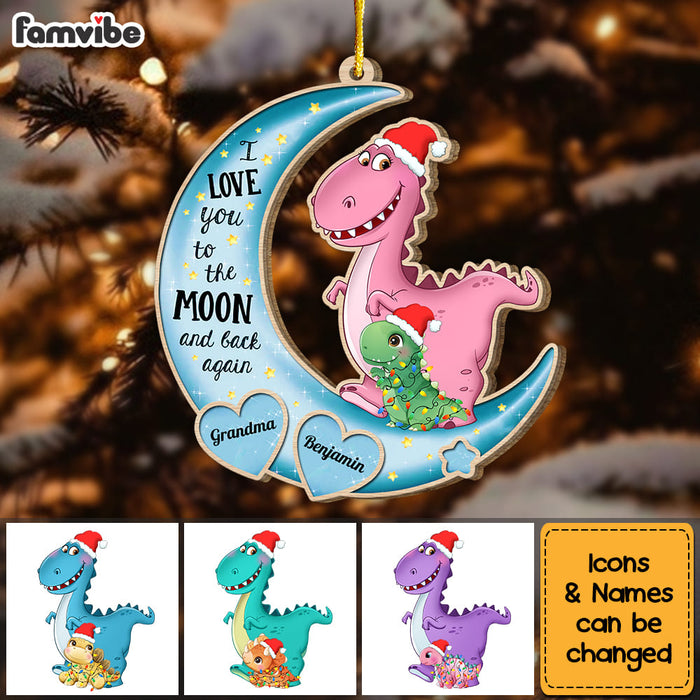 Personalized Gift For Grandson Dinosaur On The Moon Ornament 29509 1