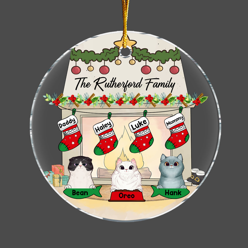 Personalized Family And Cats Christmas Circle Ornament 29510 Primary Mockup
