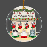 Personalized Family And Cats Christmas Circle Ornament 29510 thumb 1