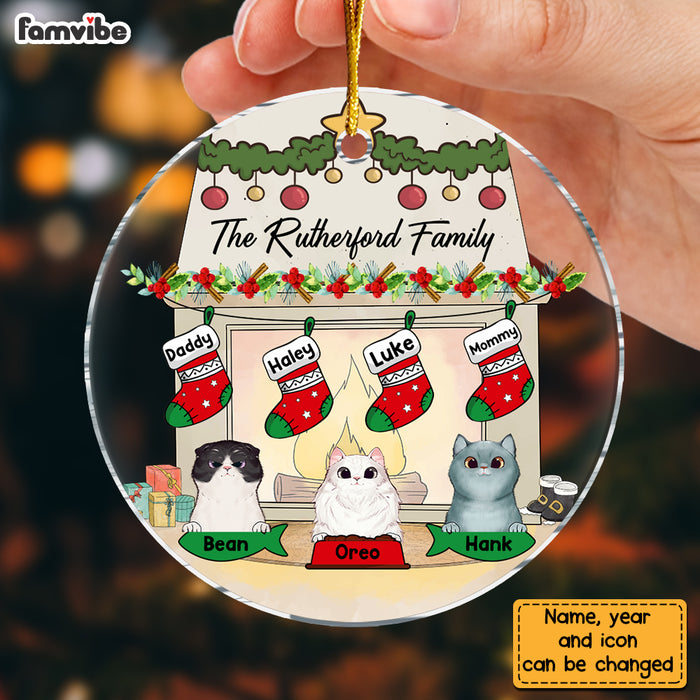 Personalized Family And Cats Christmas Circle Ornament 29510 1