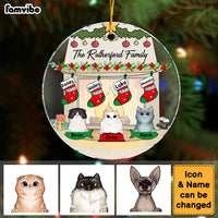 Personalized Family And Cats Christmas Circle Ornament 29510 thumb 1