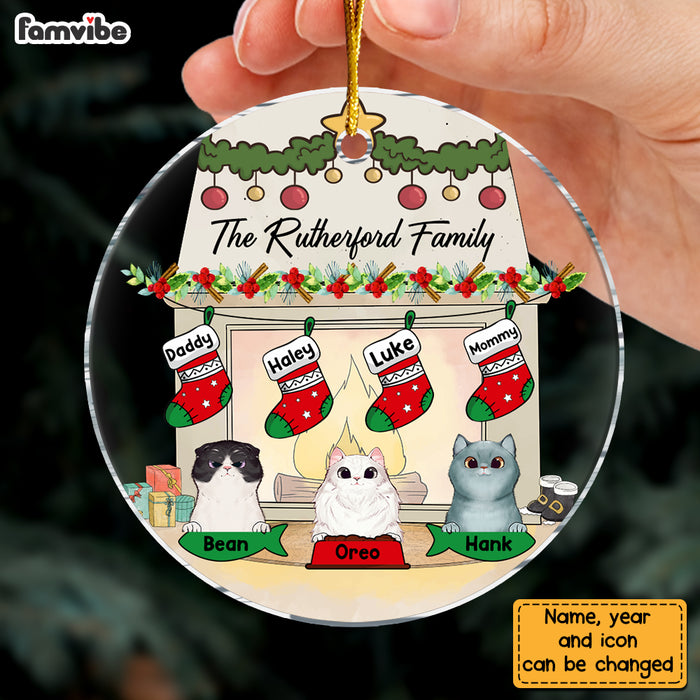 Personalized Family And Cats Christmas Circle Ornament 29510 1