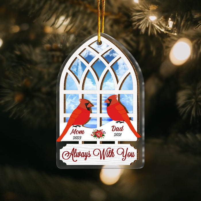 Personalized Cathedral Window Cardinal Memorial 2 Layered Mix Ornament 29515 1