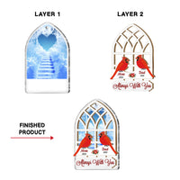 Personalized Cathedral Window Cardinal Memorial 2 Layered Mix Ornament 29515 thumb 1