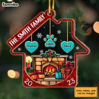 Personalized Our Family Christmas Fireplace 2 Layered Mix Ornament 29534 thumb 1