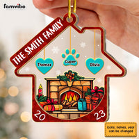 Personalized Our Family Christmas Fireplace 2 Layered Mix Ornament 29534 thumb 1