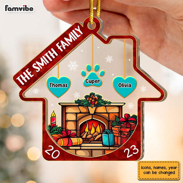 Personalized Our Family Christmas Fireplace 2 Layered Mix Ornament 29534 1