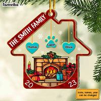 Personalized Our Family Christmas Fireplace 2 Layered Mix Ornament 29534 thumb 1