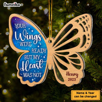 Personalized Memorial Gift For Family Your Wings Were Ready Butterfly 2 Layered Mix Ornament 29537 thumb 1