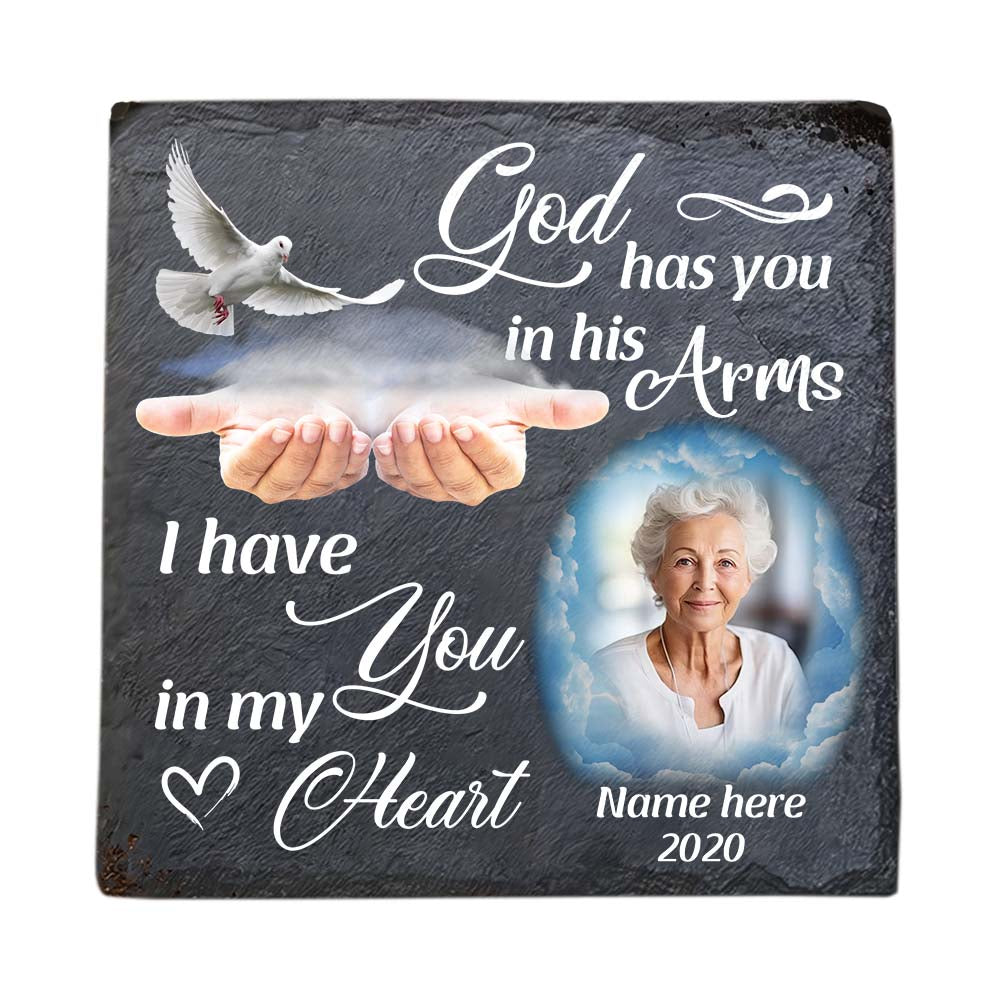 Personalized Memorial Gift For Family God Has You In His Arms Square Memorial Stone 29540 Primary Mockup