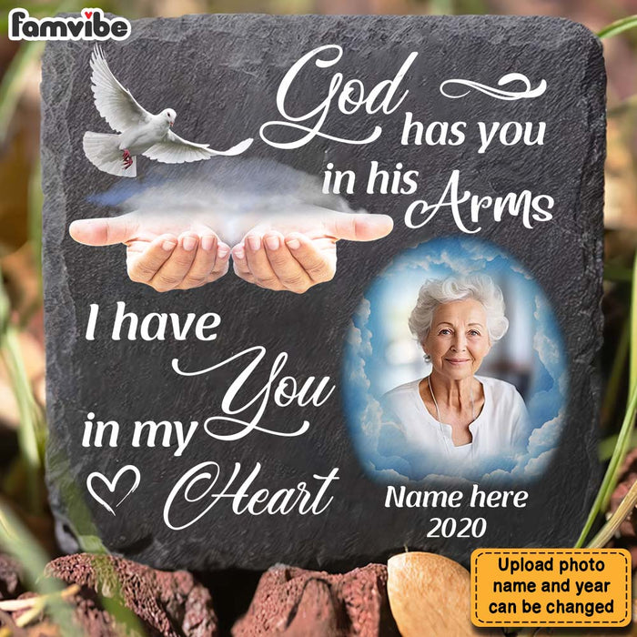 Personalized Memorial Gift For Family God Has You In His Arms Square Memorial Stone 29540 1