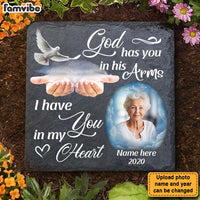 Personalized Memorial Gift For Family God Has You In His Arms Square Memorial Stone 29540 thumb 1
