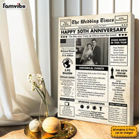 Personalized Couple 50th Anniversary Upload Photo Newspaper The Wedding Time Canvas 29567 thumb 1