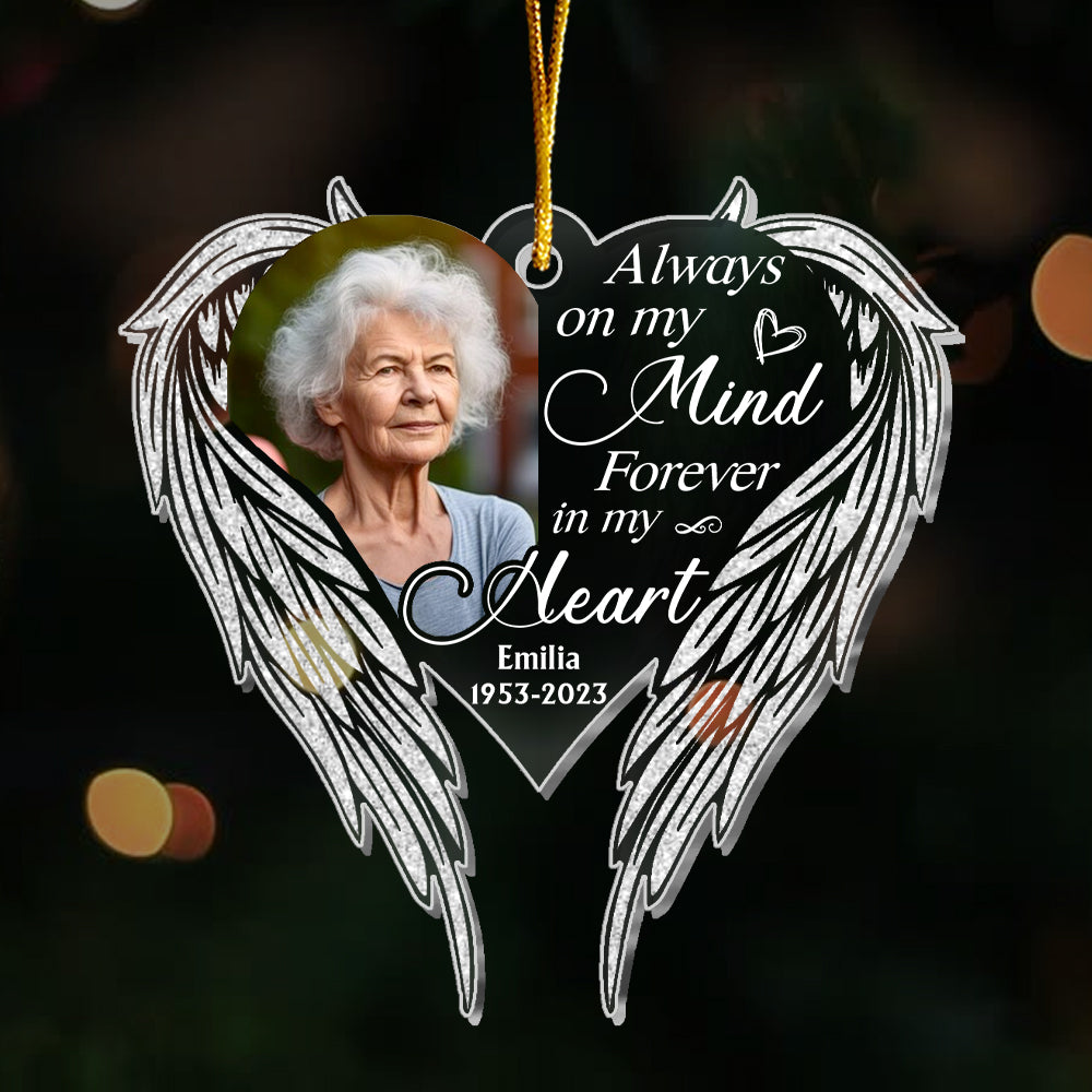 Personalized Photo Angel Wings Memorial Ornament 29569 Primary Mockup