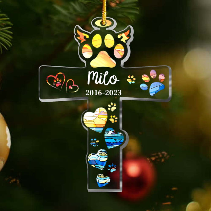 Personalized Gift For Dog Memorial Cross Shape Ornament 29570 1
