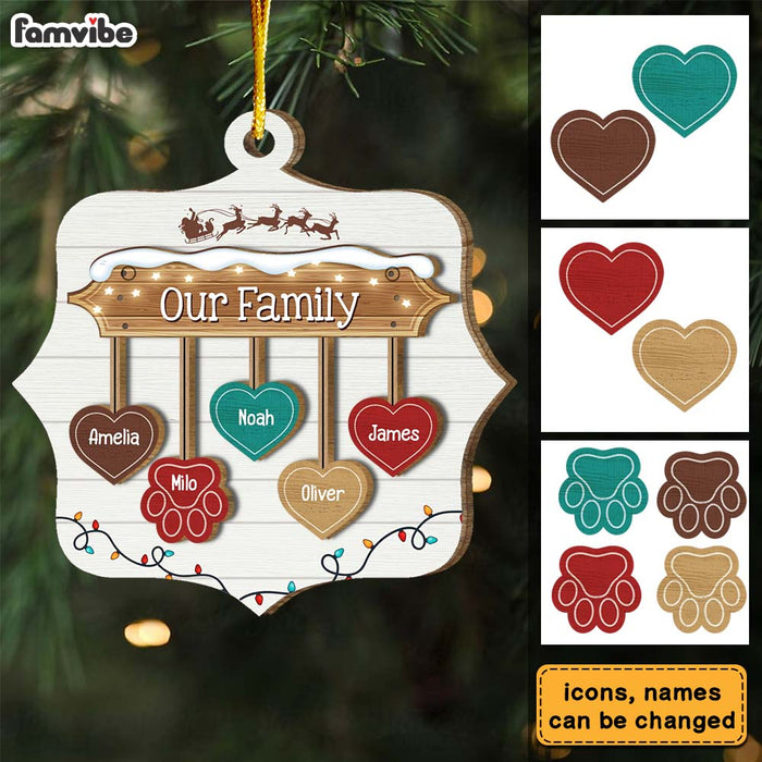 Personalized Our Family  Vintage Christmas 2 Layered Wood Ornament 29571 1