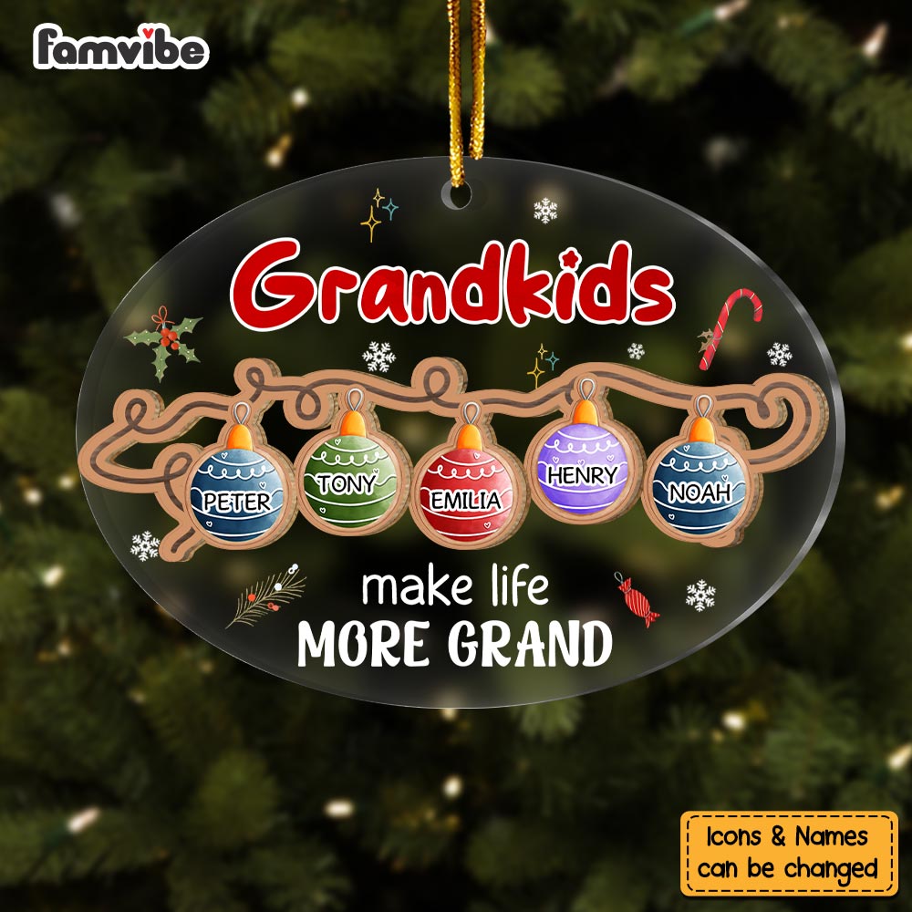 Personalized Grandma Heartstrings Christmas 2 Layered Mix Ornament 29577 Primary Mockup