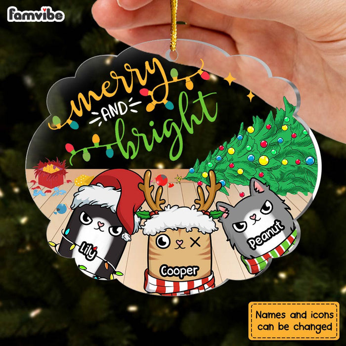 Personalized Merry And Bright Cat Ornament 29583 1
