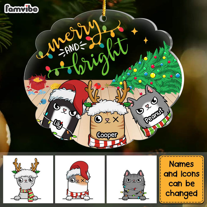 Personalized Merry And Bright Cat Ornament 29583 1