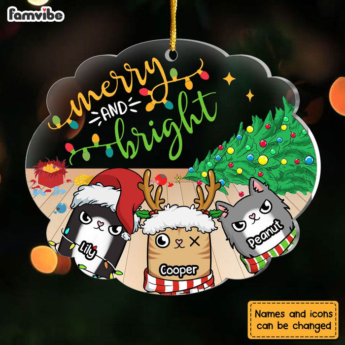 Personalized Merry And Bright Cat Ornament 29583 1